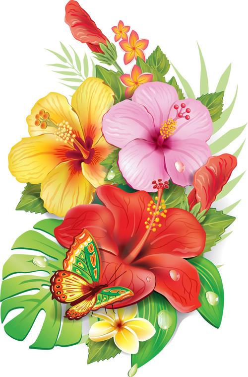 矢量花卉背景图片-创意矢量手绘彩色花卉装饰设计元素素材-高清图片
